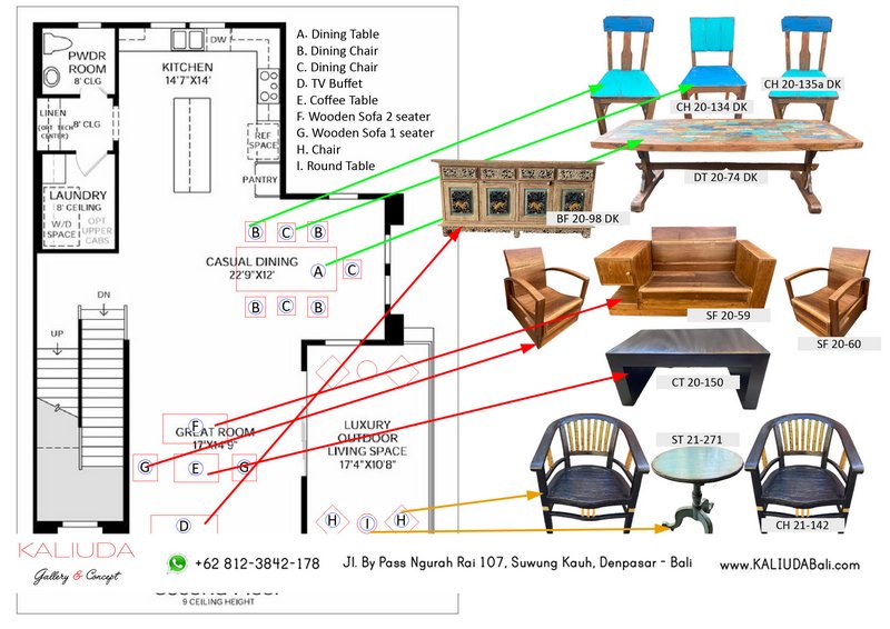 Layout Ideas for Living, Dining, and Balcony by Kaliuda Gallery Bali