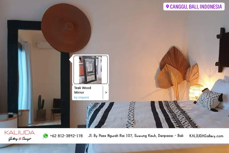 220716 - Custom Made Teak Wood Miiror, Private Villa, Canggu, Bali, Indonesia by KALIUDA Gallery
