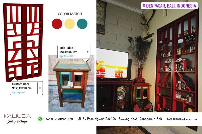 160517 - Custom Made Rack & Teak Side Table, Private Residence, Denpasar, Bali by KALIUDA Gallery