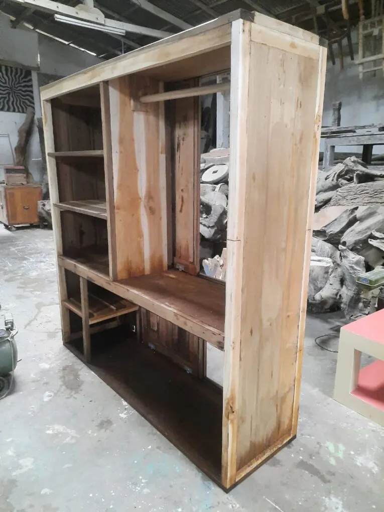 Raw Teak Sliding Cabinet before finishing by KALIUDA Gallery Bali