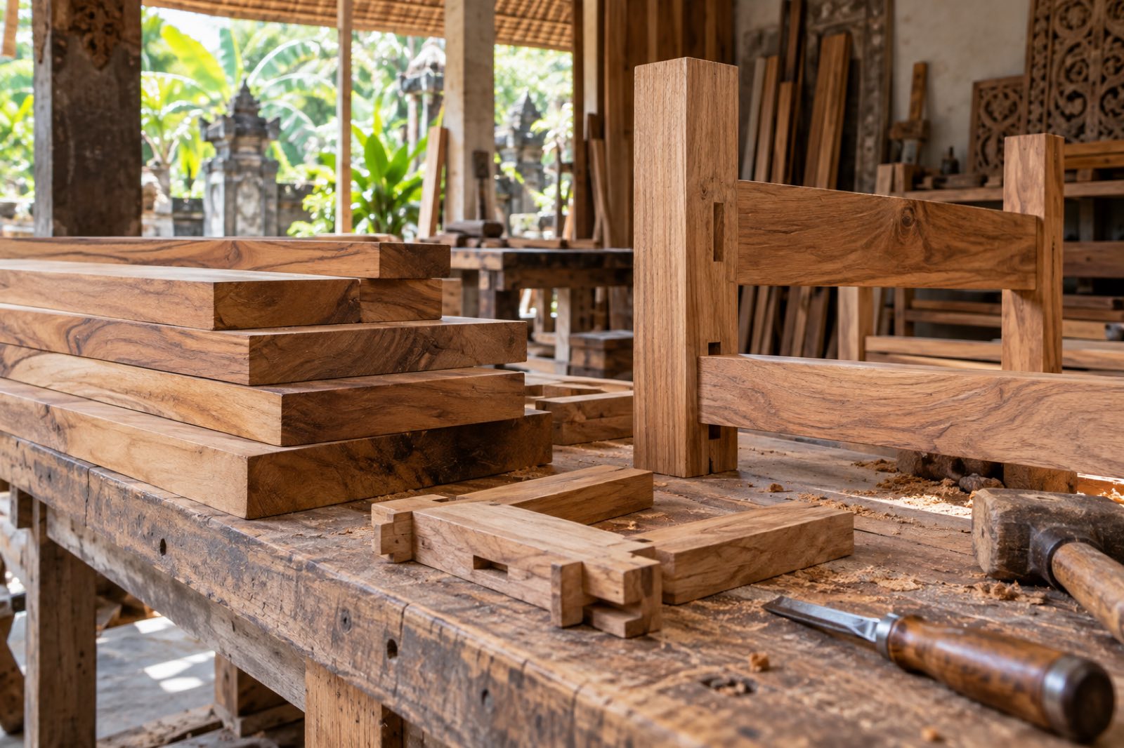 Tropical joinery timber stack