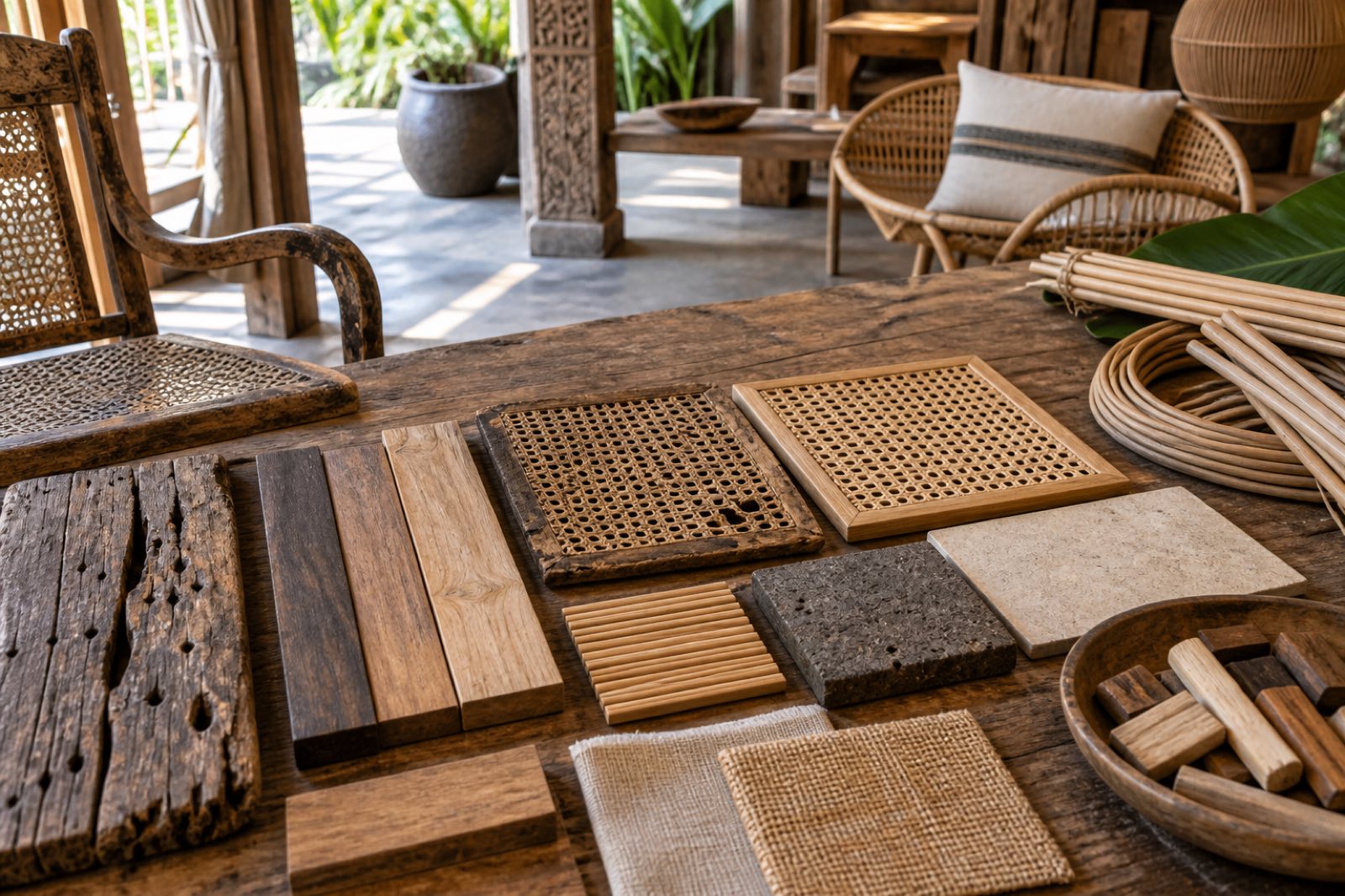 Material flat lay old new